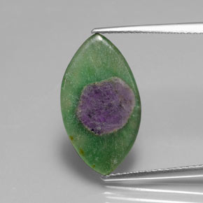 4.10 ct Bi-color Ruby in Fuchsite Gemstone, Ruby in Fuchsite Gem in Marquise Slice Shape for Sale.
