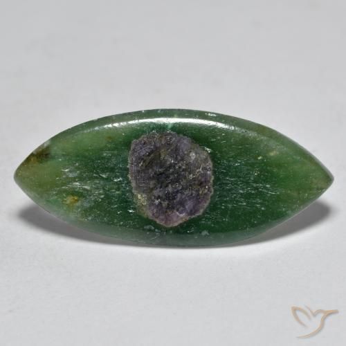 5.84 ct Multicolor Ruby in Fuchsite Gemstone, Ruby in Fuchsite Gem in Marquise Slice Shape for Sale.