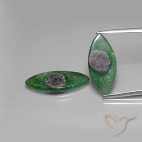 Par de Fucsita con Rubí Marquesa a juego de 21,2 x 9,9mm - Peso 10,05 ct en total / promedio. 5,03 ct cada uno, piedra preciosa natural No tratado, color Multicolor con claridad Translúcido, dureza Mohs 2 - 3, Photo A