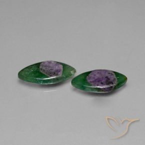 5.76 ctw Multicolor Ruby in Fuchsite Stones, Natural Ruby in Fuchsite in Marquise Slice Shape for Sale