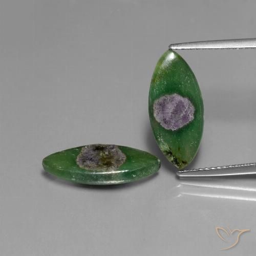 6.65 ctw Multicolor Ruby in Fuchsite Gemstones, Ruby in Fuchsite Gems in Marquise Slice Shape for Sale.