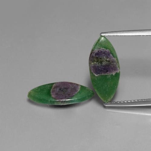 Multicolor Ruby in Fuchsite Gem - 2.6ct Marquise Slice (ID: 386327)