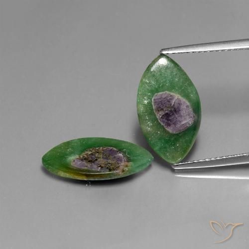 Par de Fucsita con Rubí Marquesa a juego de 16,1 x 9,4mm - Peso 6,3 ct en total / promedio. 3,15 ct cada uno, piedra preciosa natural No tratado, color Multicolor con claridad Translúcido, dureza Mohs 2 - 3, Photo A