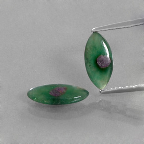 2.70 ct Bi-color Ruby in Fuchsite Gemstone, Ruby in Fuchsite Gem in Marquise Slice Shape for Sale.