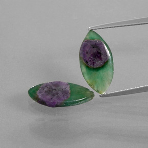 7.12 ct Bi-color Ruby in Fuchsite Gemstone, Ruby in Fuchsite Gem in Marquise Slice Shape for Sale.