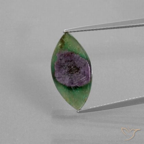 Rubis en Fuchsite Marquise en damier des États-Unis 5,78 ct, dimension 19,6 x 10,2mm, pureté Translucide, pierre gemme naturelle Non traité, 1 pièce Rubis en Fuchsite de couleur Multicolore, dureté Mohs de 2 à 3, Photo A