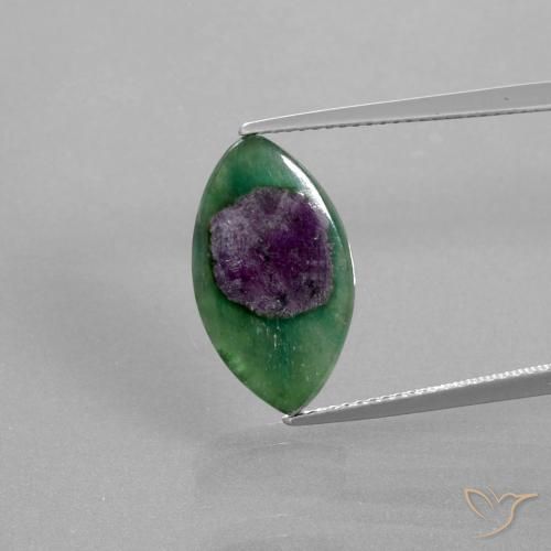 5.03 ct Marquise Slice Ruby in Fuchsite, 18.2 x 10.5 mm From Ethiopia, Photo A