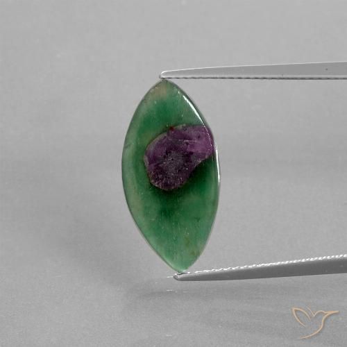 4.95 ct Marquise Slice Ruby in Fuchsite, 20 x 9.9 mm From Ethiopia, Photo A