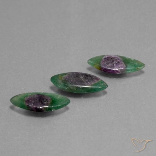 Lote de Fucsita con Rubí Marquesa de 3 piezas 15,3 x 7,5mm - Peso total de 6,86 ct / promedio. 2,29 ct cada uno, Color: Multicolor, Dureza Mohs 2 - 3, Photo A