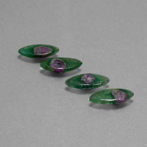 Lotto di 4 pezzi Rubino in fuchsite Multicolore taglio marquise dall'Etiopia - Dimensioni 12,9 x 6,4mm, peso 6,23 ct totali / media. 1,56 ct ciascuno, durezza Mohs 2 - 3, Photo A