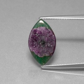 4.13 ct Bi-color Ruby in Fuchsite Gemstone, Ruby in Fuchsite Gem in Marquise Slice Shape for Sale.