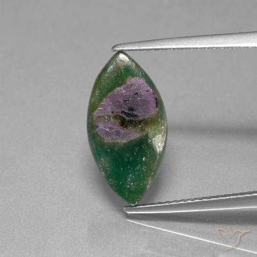 4.3 ct Marquise Slice Ruby in Fuchsite, 17.1 x 8.9 mm From Ethiopia, Photo A