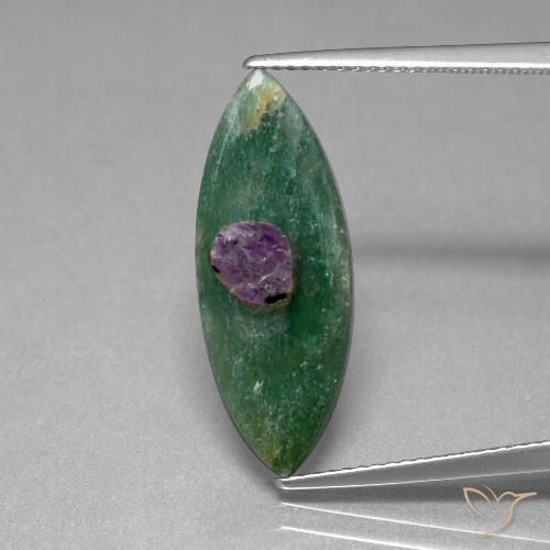 4.14 ct Marquise Slice Ruby in Fuchsite, 23.4 x 8.9 mm From Ethiopia, Photo A