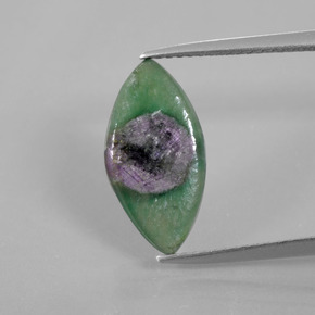 2.68 ct Bi-color Ruby in Fuchsite Gemstone, Ruby in Fuchsite Gem in Marquise Cabochon Shape for Sale.