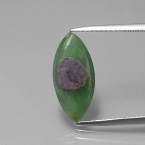 2.38 ct Bi-color Ruby in Fuchsite Gemstone, Ruby in Fuchsite Gem in Marquise Slice Shape for Sale.