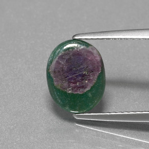 2.25 ct Bi-color Ruby in Fuchsite Gemstone, Ruby in Fuchsite Gem in Oval Slice Shape for Sale.