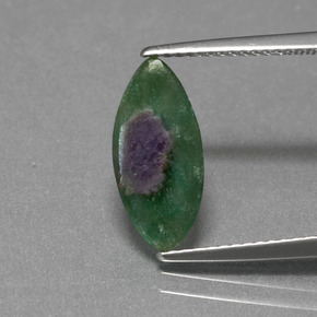 1.47 ct Bi-color Ruby in Fuchsite Gemstone, Ruby in Fuchsite Gem in Marquise Slice Shape for Sale.