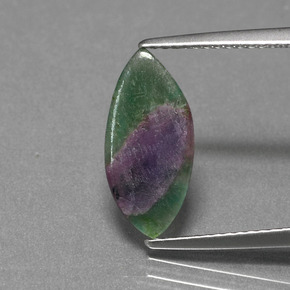 1.30 ct Bi-color Ruby in Fuchsite Gemstone, Ruby in Fuchsite Gem in Marquise Slice Shape for Sale.