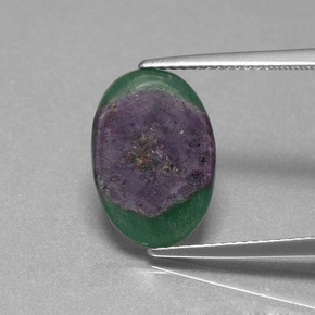 4.50 ct Bi-color Ruby in Fuchsite Gemstone, Ruby in Fuchsite Gem in Oval Slice Shape for Sale.