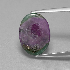 4.55 ct Bi-color Ruby in Fuchsite Gemstone, Ruby in Fuchsite Gem in Oval Slice Shape for Sale.