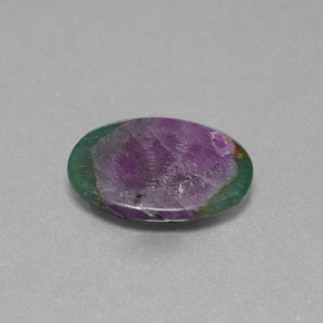 4.55 ct Bi-color Ruby in Fuchsite Stone, Natural Ruby in Fuchsite in Oval Slice Shape for Sale