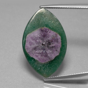 13.47 ct Bi-color Ruby in Fuchsite Gemstone, Ruby in Fuchsite Gem in Marquise Slice Shape for Sale.