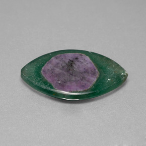 13.47 ct Bi-color Ruby in Fuchsite Stone, Natural Ruby in Fuchsite in Marquise Slice Shape for Sale