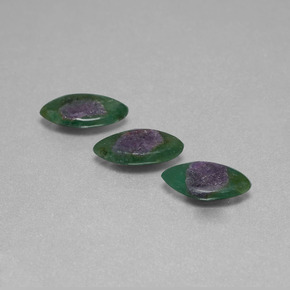 4.24 ct Bi-color Ruby in Fuchsite Stone, Natural Ruby in Fuchsite in Marquise Slice Shape for Sale