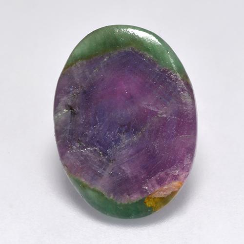 Multicolor Ruby in Fuchsite Gem - 4.6ct Oval Cabochon (ID: 519800)