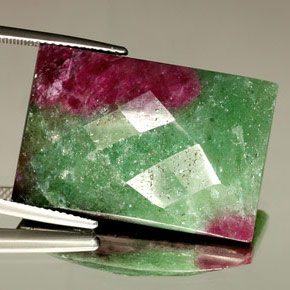 42.79 ct Multicolor Ruby-Zoisite Stone, Natural Ruby-Zoisite in Baguette Checkerboard Shape for Sale