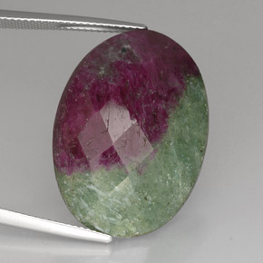 36.32 ct Multicolor Ruby-Zoisite Stone, Natural Ruby-Zoisite in Oval Checkerboard Shape for Sale
