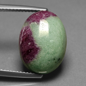 11.90 ct Multicolor Ruby-Zoisite Stone, Natural Ruby-Zoisite in Oval Cabochon Shape for Sale