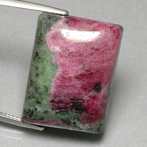 46.78 ct Multicolor Ruby-Zoisite Stone, Natural Ruby-Zoisite in Baguette Cabochon Shape for Sale