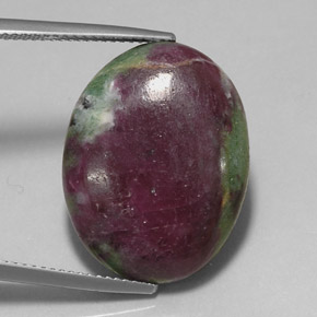 22.73 ct Multicolor Ruby-Zoisite Gemstone, Ruby-Zoisite Gem in Oval Cabochon Shape for Sale.