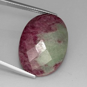 31.96 ct Multicolor Ruby-Zoisite Stone, Natural Ruby-Zoisite in Oval Checkerboard Shape for Sale