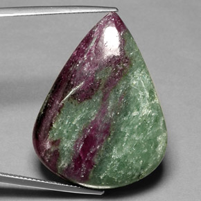 55.69 ct Multicolor Ruby-Zoisite Stone, Natural Ruby-Zoisite in Pear Cabochon Shape for Sale