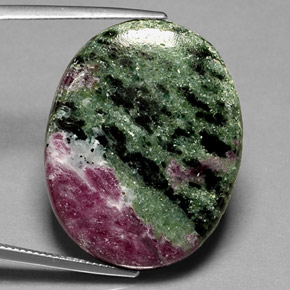 44.83 ct Multicolor Ruby-Zoisite Gemstone, Ruby-Zoisite Gem in Oval Cabochon Shape for Sale.