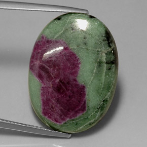 28.10 ct Multicolor Ruby-Zoisite Gemstone, Ruby-Zoisite Gem in Oval Cabochon Shape for Sale.