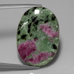 22.56 ct Multicolor Ruby-Zoisite Stone, Natural Ruby-Zoisite in Oval Cabochon Shape for Sale