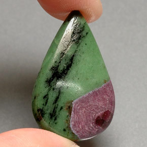 22.31 ct Multicolor Ruby-Zoisite Stone, Natural Ruby-Zoisite in Pear Cabochon Shape for Sale