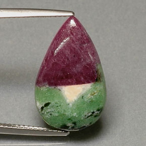 9.26 ct Multicolor Ruby-Zoisite Gemstone, Ruby-Zoisite Gem in Pear Cabochon Shape for Sale.
