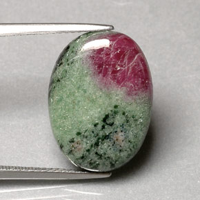11.08 ct Multicolor Ruby-Zoisite Stone, Natural Ruby-Zoisite in Oval Cabochon Shape for Sale
