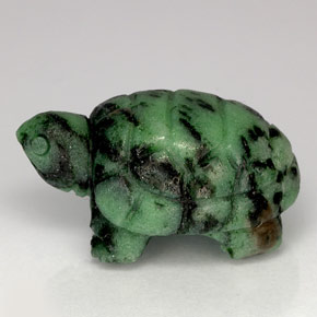 50.72 ct Multicolor Ruby-Zoisite Gemstone, Ruby-Zoisite Gem in Carved Hippopotamus Shape for Sale.