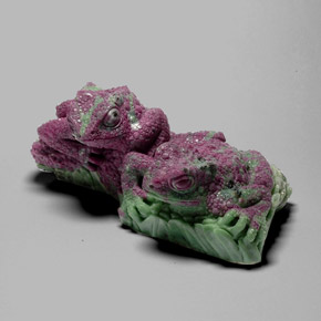 1566.63 ct Multicolor Ruby-Zoisite Gemstone, Ruby-Zoisite Gem in Carved Frog Shape for Sale.