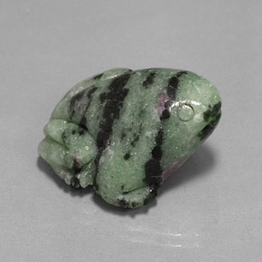 40.91 ct Multicolor Ruby-Zoisite Gemstone, Ruby-Zoisite Gem in Carved Frog Shape for Sale.