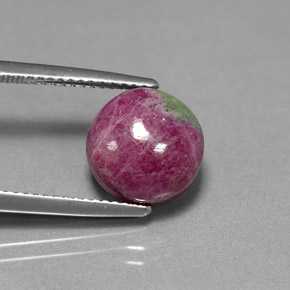 6.18 ct Multicolor Ruby-Zoisite Stone, Natural Ruby-Zoisite in Round Cabochon Shape for Sale