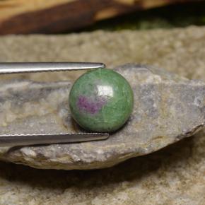 2.95 ct Multicolor Ruby-Zoisite Gemstone, Ruby-Zoisite Gem in Round Cabochon Shape for Sale.