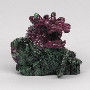 1207.71 ct Multicolor Ruby-Zoisite Stone, Natural Ruby-Zoisite in Carved Dragon Shape for Sale