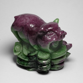 937.19 ct Multicolor Ruby-Zoisite Gemstone, Ruby-Zoisite Gem in Carved Pig Shape for Sale.