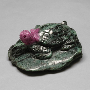 442.95 ct Multicolor Ruby-Zoisite Gemstone, Ruby-Zoisite Gem in Carved Hippopotamus Shape for Sale.